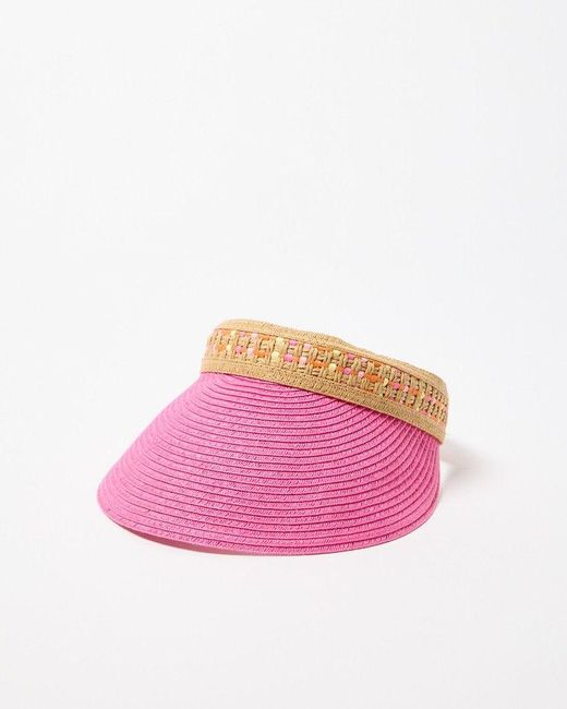 Oliver Bonas Pink Colorful Stitch Visor Hat