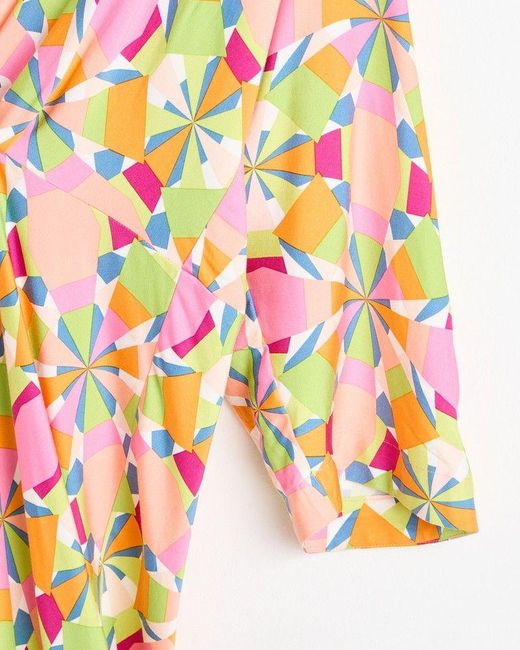 Oliver Bonas Natural Kaleidoscope Geometric Print Midi Dress