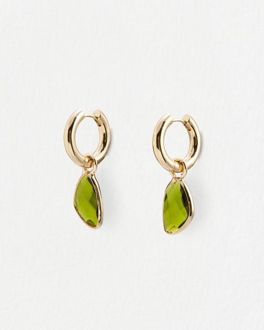 Oliver Bonas Blue Melody Green Stone Detail Drop Huggies