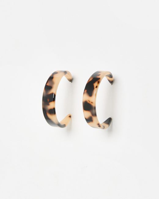 Oliver Bonas White Sabrina Resin Tortoiseshell Large Hoop Earrings