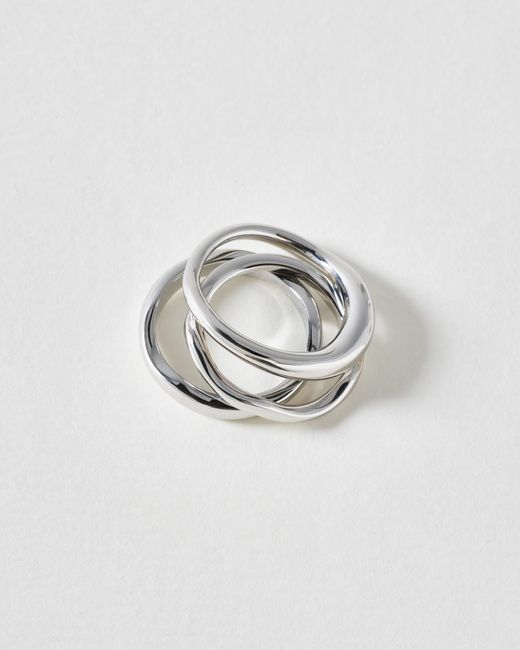 Oliver Bonas Metallic Christie Organic Shape Tone Waterproof Rings Set Of Three