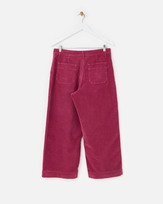 Oliver Bonas Red Dark Corduroy Cropped Wide Leg Trousers, Size 10
