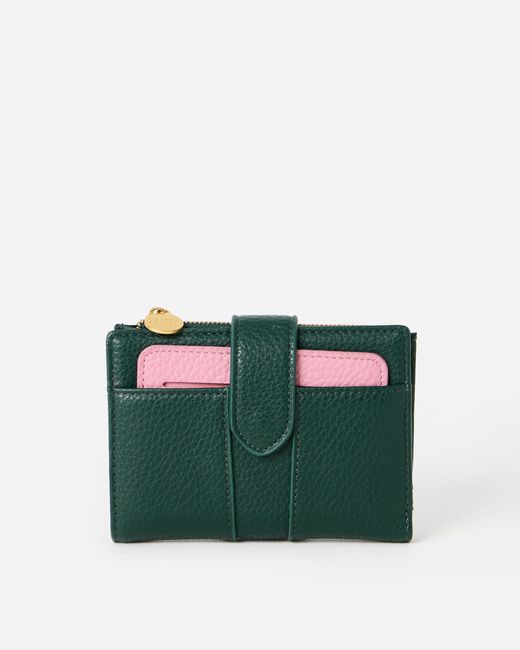 Oliver Bonas Green Naomi Forest & Pink Zipped Purse