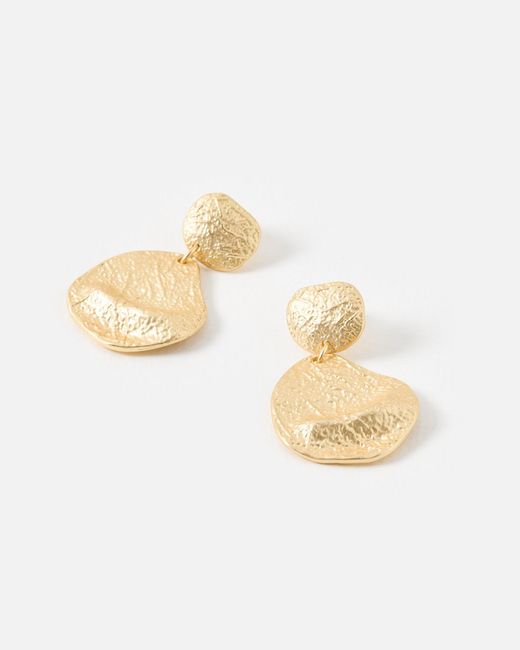 Oliver Bonas Metallic Amari Textured Tone Statement Earrings