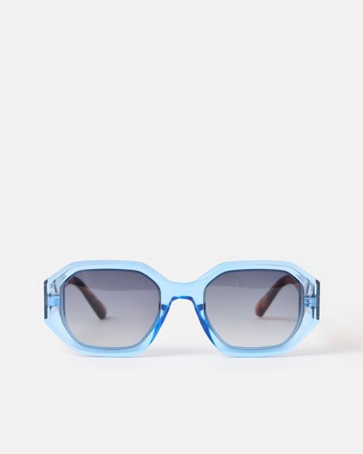 Oliver Bonas Blue Crystal & Faux Tortoiseshell Hexagonal Sunglasses