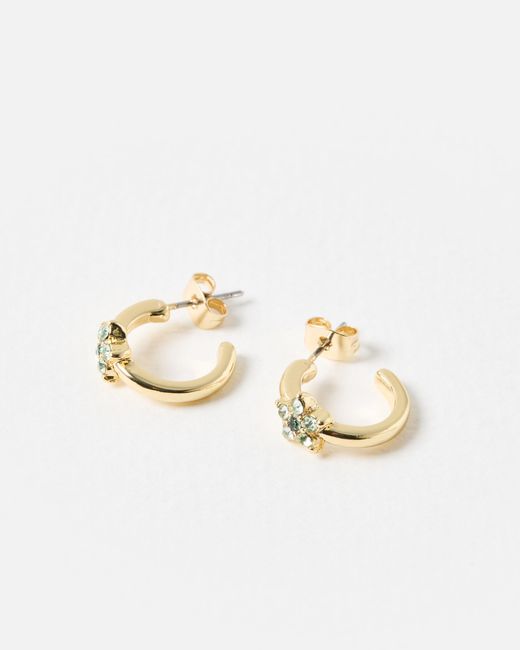 Oliver Bonas White Alma Mini Studded Star Hoop Earrings