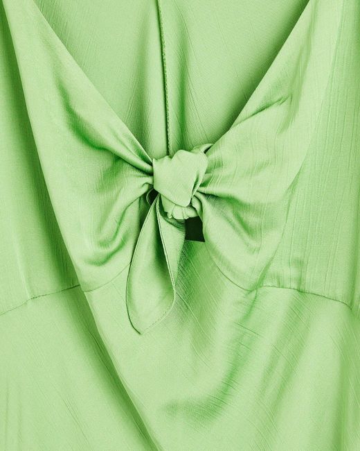 Oliver Bonas Tie Front Green Satin Mini Dress, Size 10