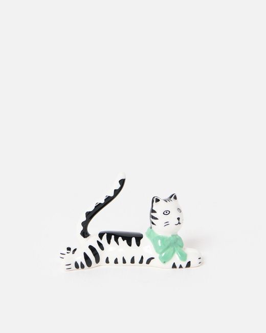 Oliver Bonas White Pierre The Cat Ring Holder