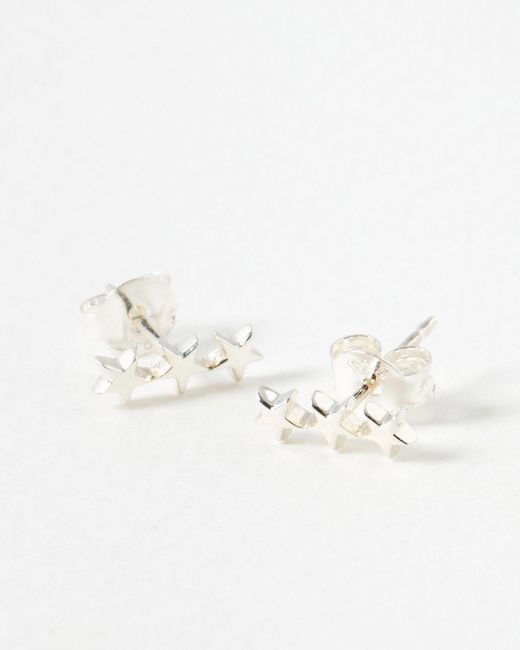Oliver Bonas White Triple Star Stud Earrings