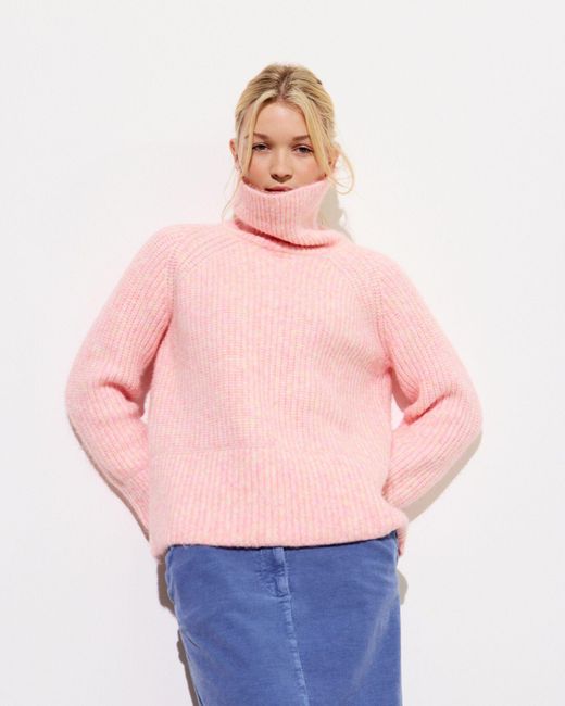 Oliver Bonas Pink Fluffy Roll Neck Knitted Jumper, Size 6