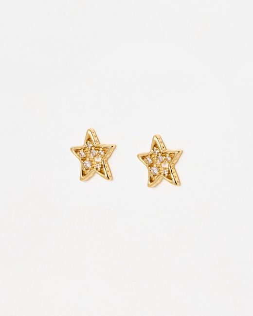 Oliver Bonas White Elen Stone Star Tone Stud Earrings