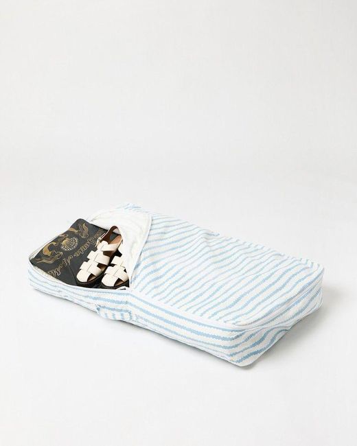 Oliver Bonas White Lumu Block Printed Wavy Fabric Storage Bag Large