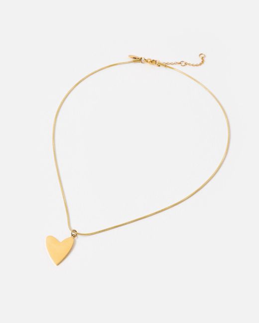Oliver Bonas White Billie Tone Waterproof Heart Pendant Chain Necklace