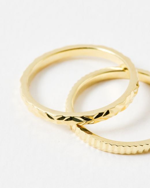 Oliver Bonas Metallic Anita Ridged Texture Stacking Rings Set Of Two