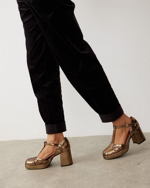 Oliver Bonas Esska Chaza Onyx Gold Heeled Sandals in Brown Lyst