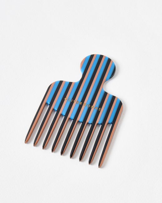 Oliver Bonas Blue Odelie Striped Resin Comb
