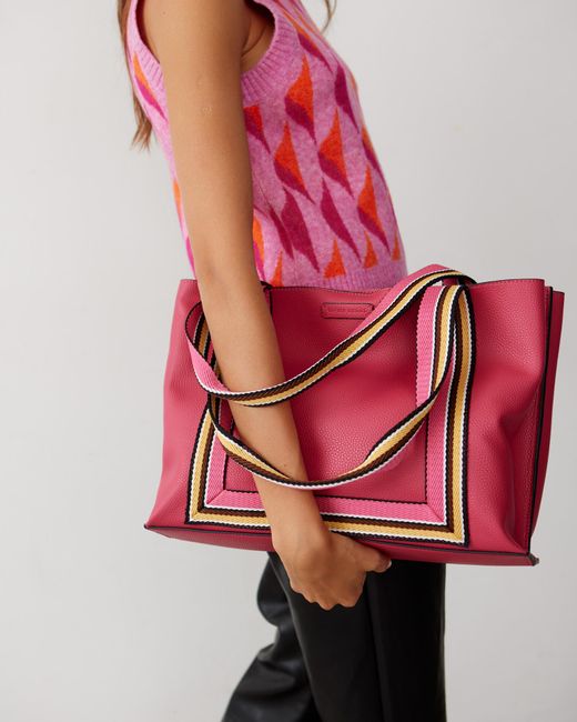 Oliver Bonas Pink Emma Stripe Tote Bag