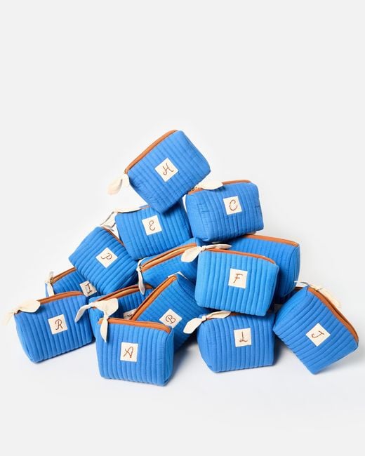 Oliver Bonas Blue Perry Alphabet Initial Wash Bag A