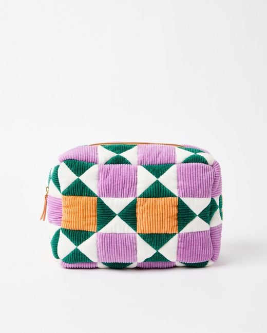 Oliver Bonas Blue Patchwork Corduroy Make Up Bag