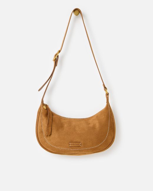 Oliver Bonas Brown Ida Tan Faux Suede Sling Crossbody Bag