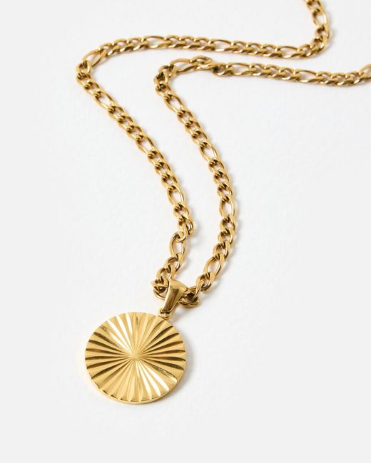 Oliver Bonas Metallic Maya Etched Sunray Pendant Tone Waterproof Necklace