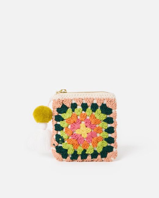 Oliver Bonas White Mika Square Crochet Pouch With Zip