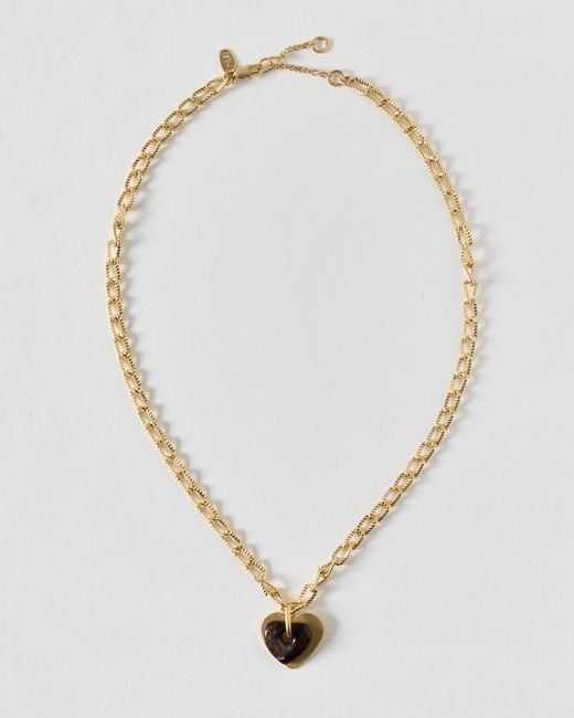 Oliver Bonas Metallic Romilly Resin Heart Charm Pendant Necklace