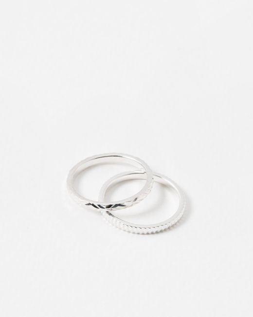 Oliver Bonas White Anita Ridged Texture Stacking Rings Set Of Two