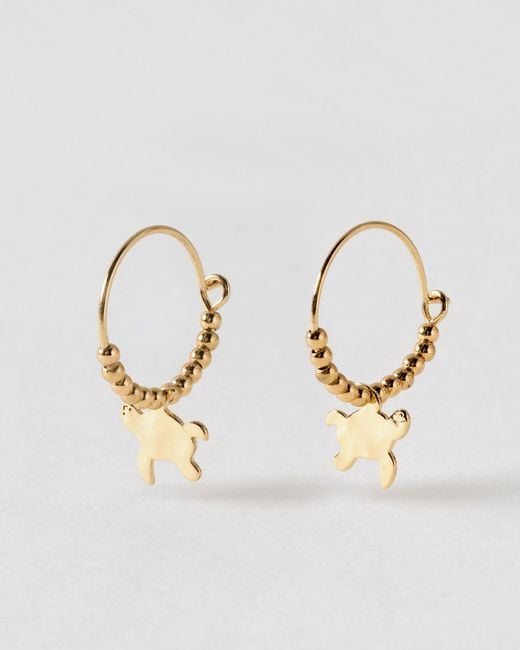 Oliver Bonas Metallic Yasmin Turtle Charm Wire Hoop Earrings