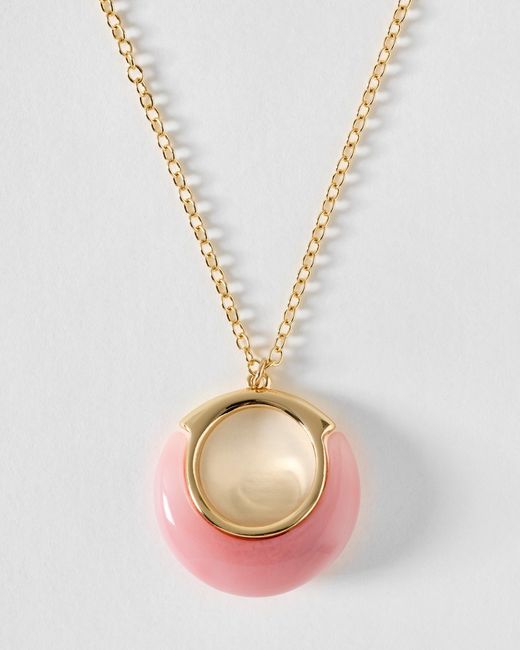 Oliver Bonas Metallic Isla Pink Resin Pendant Necklace