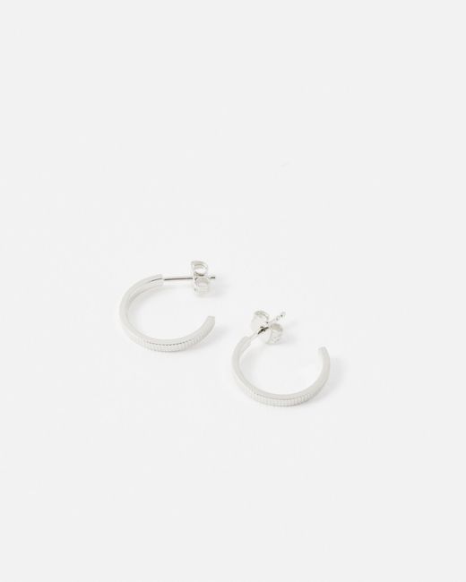 Oliver Bonas White Anita Ridged Sterling Hoop Earrings