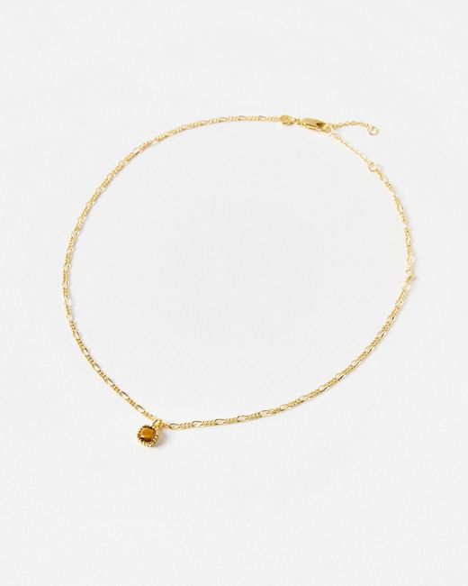 Oliver Bonas Metallic Briar Tiger's Eye Pendant Necklace