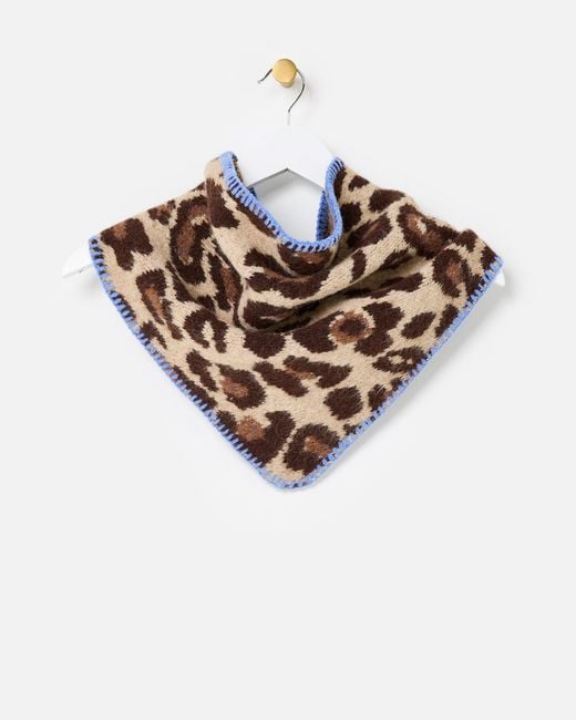Oliver Bonas Brown Leopard Print Knitted Triangle Scarf