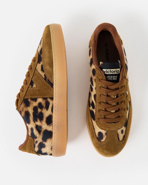 Victoria Brown Berlin Animal Print Cuero Trainers, Size 3