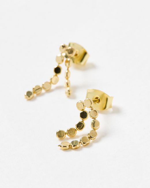 Oliver Bonas White Demi Disc Double Drop Earrings