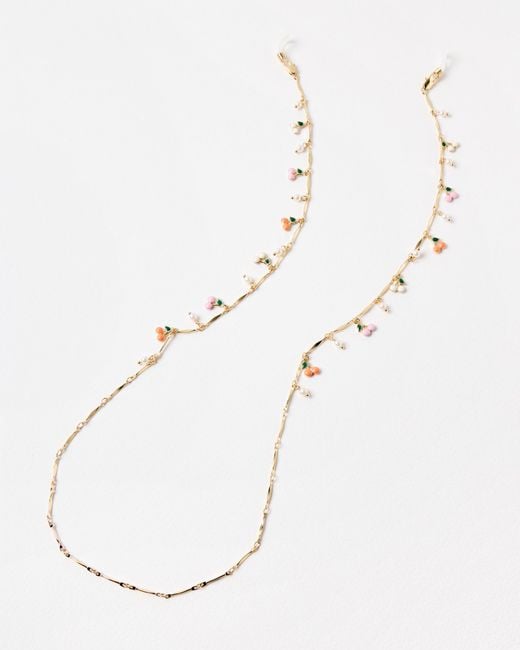 Oliver Bonas White Molly Cherry Charm & Faux Pearl Glasses Chain