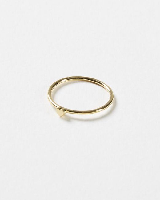 Oliver Bonas Tiny Heart Plated Stacking Ring in Gold (Metallic) Lyst
