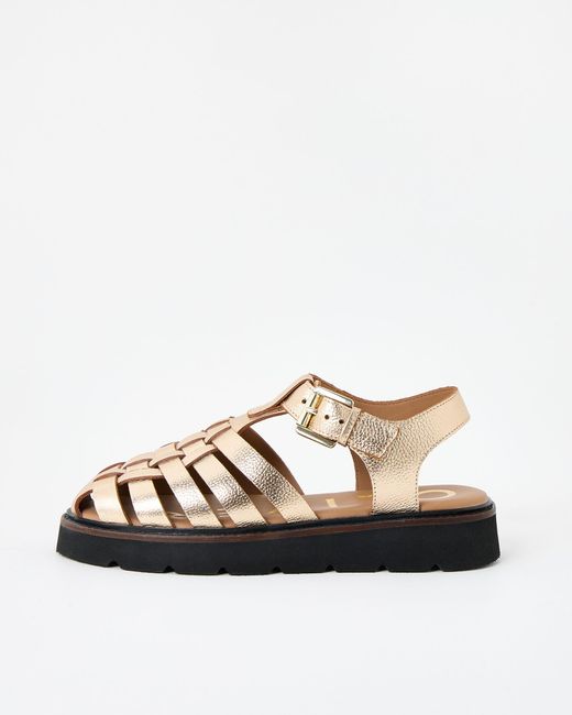 Oliver Bonas Fisherman Metallic Strappy Leather Sandals, Size Uk 3
