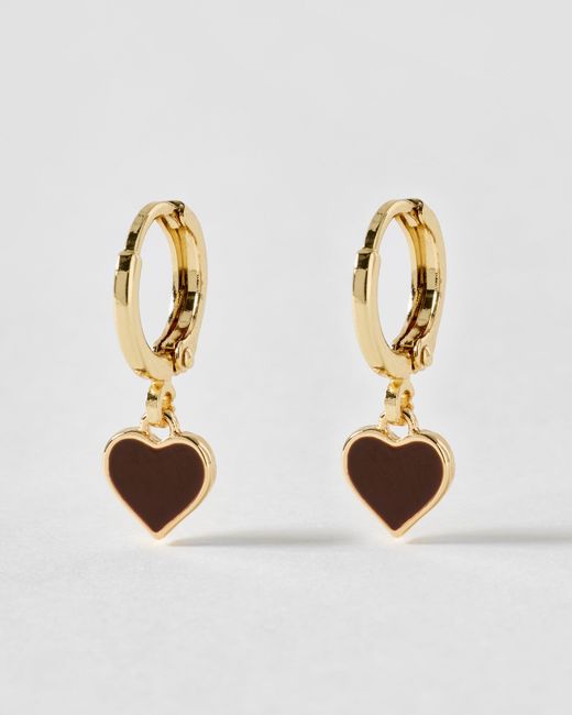 Oliver Bonas Metallic Ottilie Heart Gold Tone Huggie Earrings