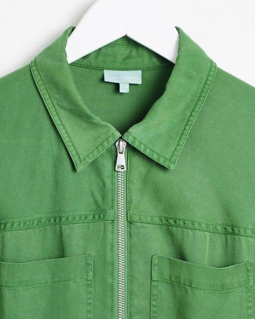 Oliver Bonas Green Zipper Up Short Sleeve Jumpsuit