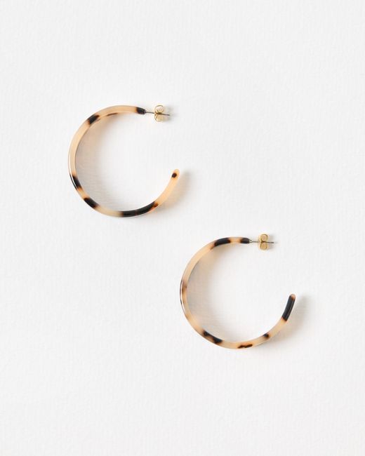 Oliver Bonas White Sabrina Resin Tortoiseshell Large Hoop Earrings