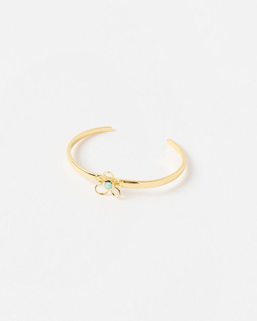Oliver Bonas White Alyssa Opalite Flower Cuff Bangle