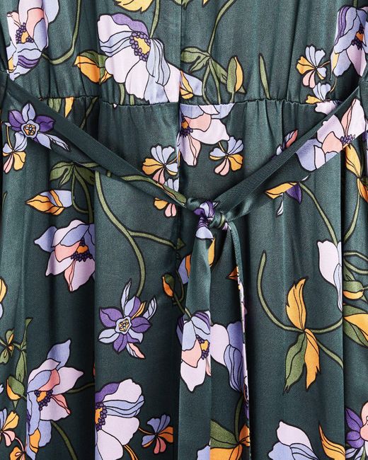 Oliver Bonas Blue Twilight Bloom Floral Green Midi Dress, Size 6