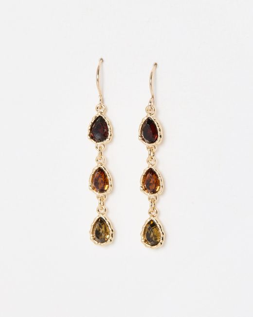 Oliver Bonas White Intira Stone Teardrop Tiered Drop Earrings