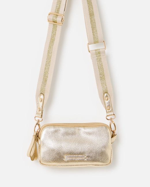 Oliver Bonas Natural Naha Metallic Crossbody Bag