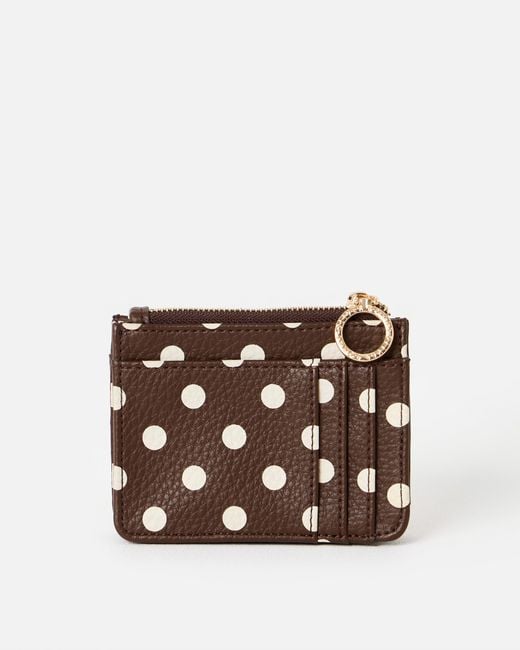 Oliver Bonas Brown Kadie Chocolate Polka Dot Zipped Card Holder
