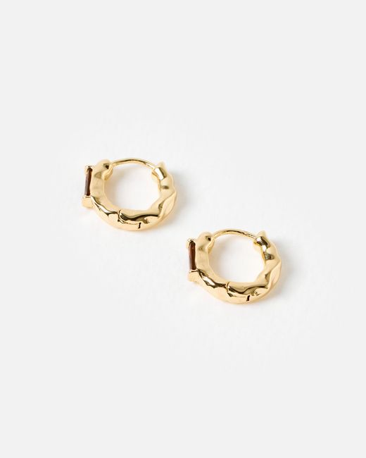 Oliver Bonas White Gal Gold Tone Hoop Earrings