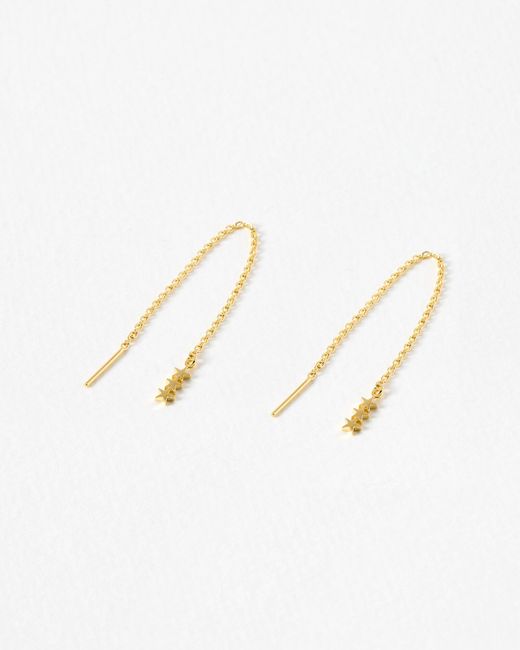 Oliver Bonas White Triple Star Thread Through Chain Earrings
