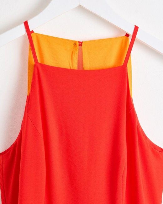 Oliver Bonas Orange Color Block Midi Dress