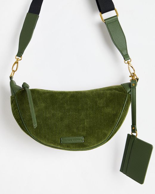 Oliver Bonas Green Betty Corduroy Crossbody Belt Bag